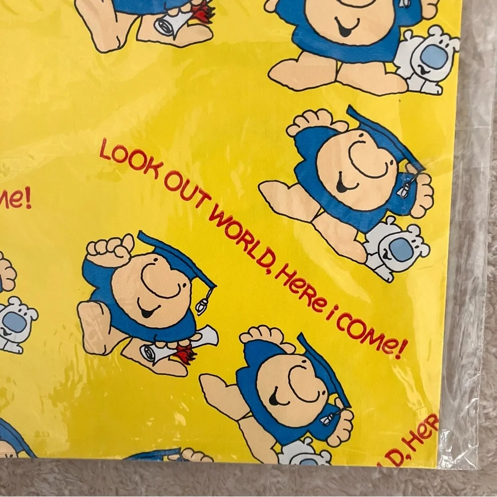 Vintage Graduation Wrapping Paper Ziggy Gift Wrap American Greetings Sheet